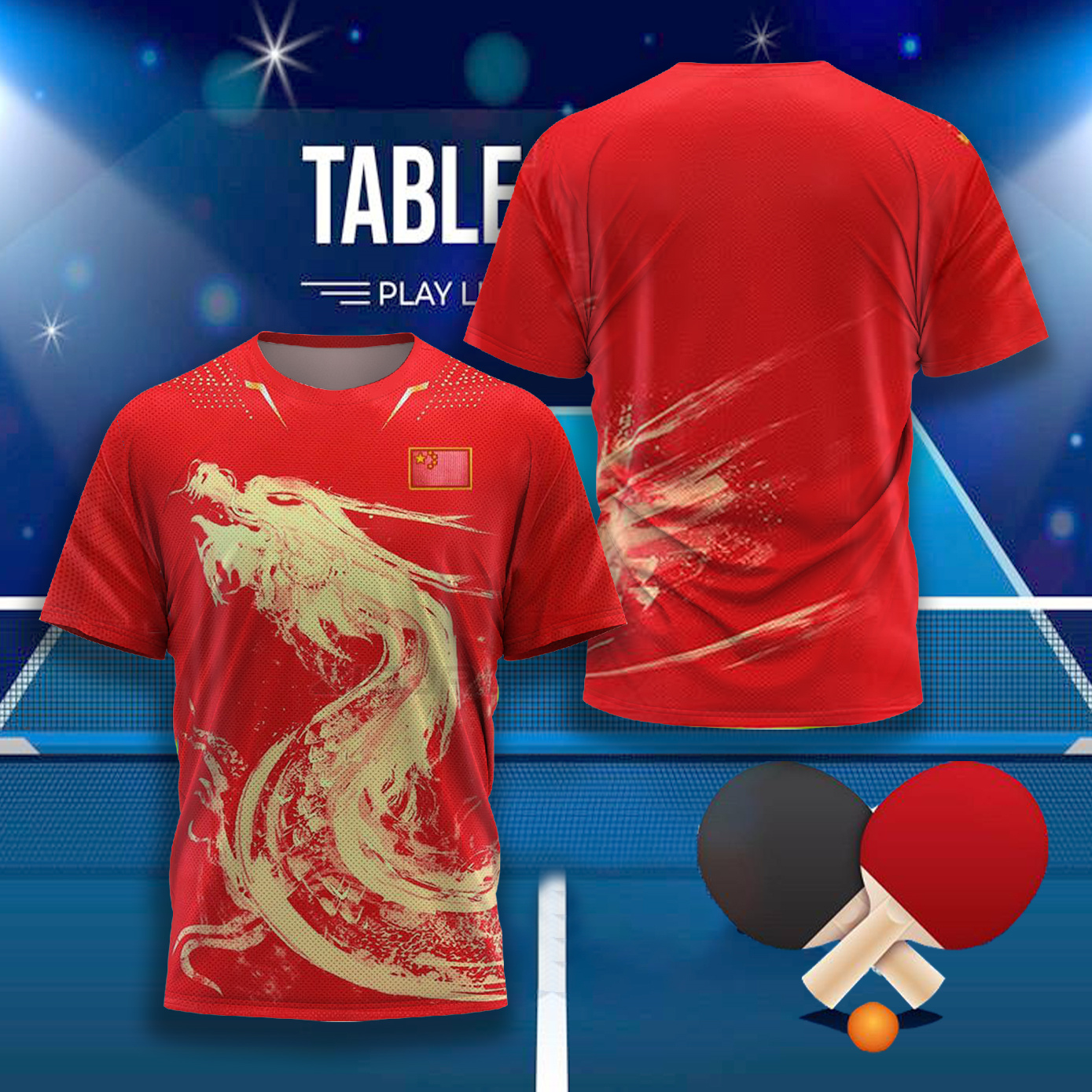Table Tennis Xu Xin - CHINA Dragon Table Tennis Graphic T