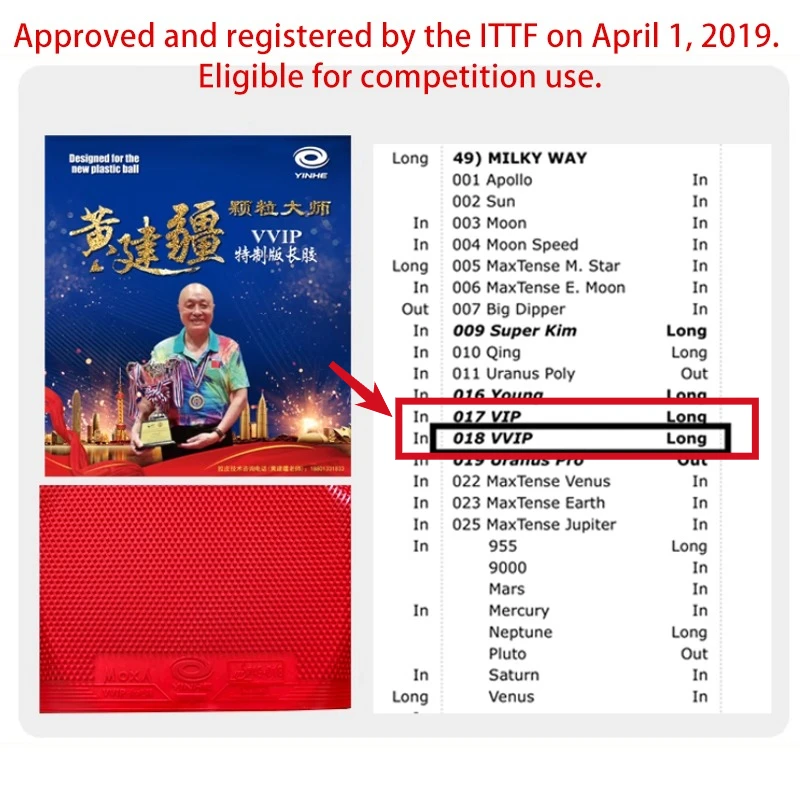 YINHE Huang Jianjiang VIP VVIP – Table Tennis Market Bewertung und Preis