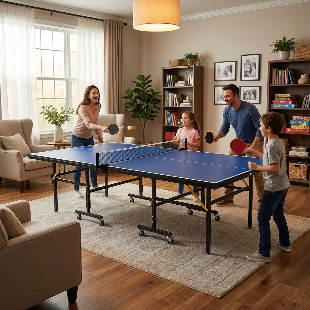 fj-Folding Ping Pong Table wit – Table Tennis Logo Free Bewertung und Preis
